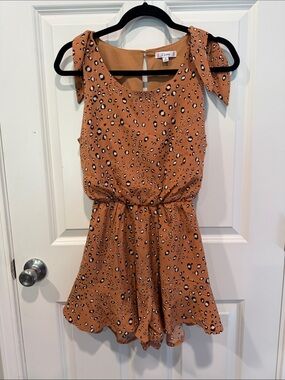 L Love Rust Leopard Print Tie-Shoulder Romper